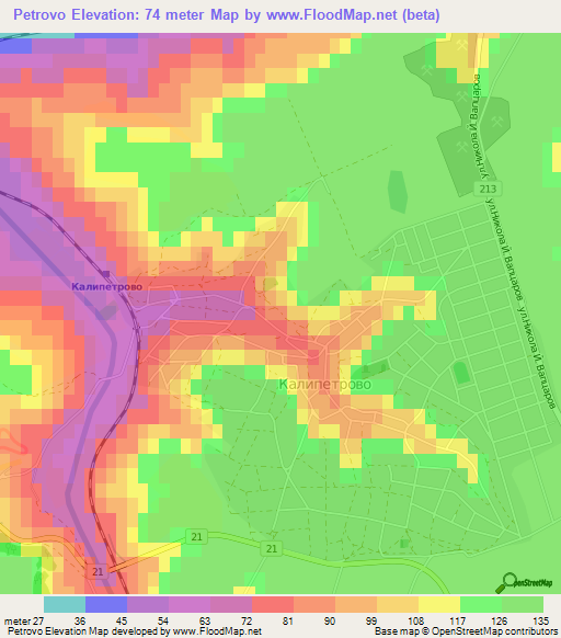 Petrovo,Bulgaria Elevation Map