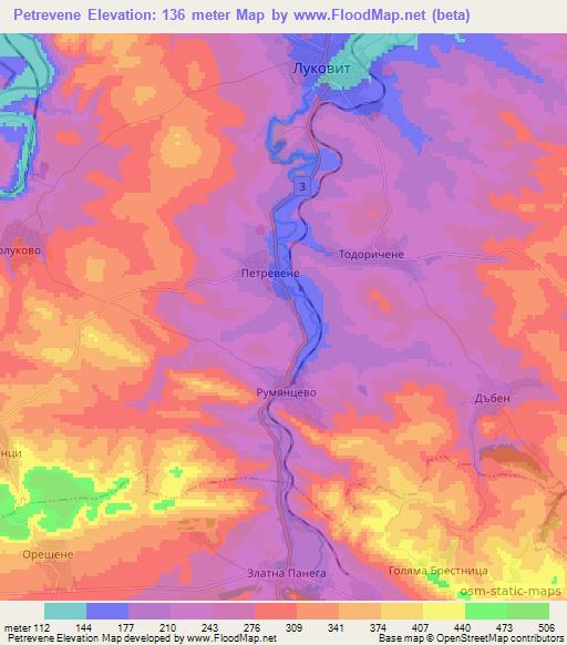 Petrevene,Bulgaria Elevation Map