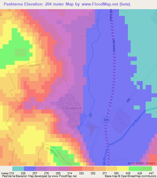 Peshterna,Bulgaria Elevation Map