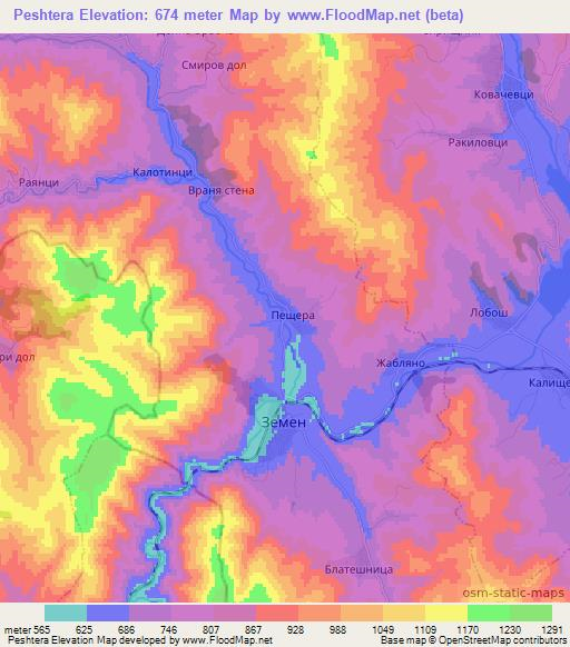Peshtera,Bulgaria Elevation Map