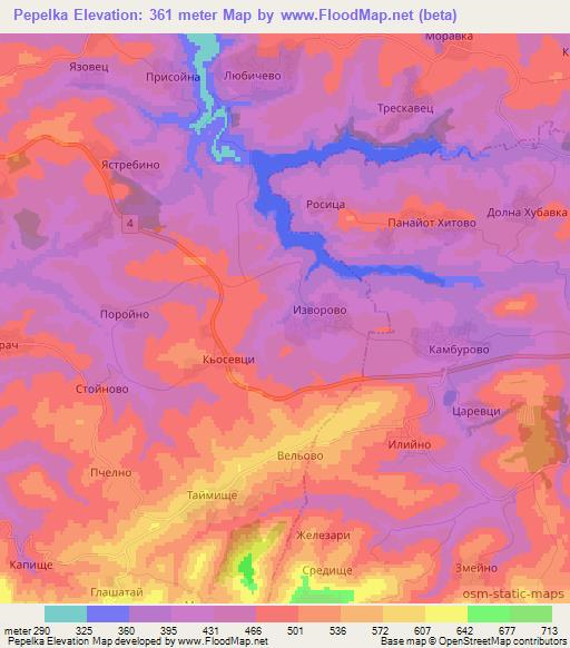 Pepelka,Bulgaria Elevation Map