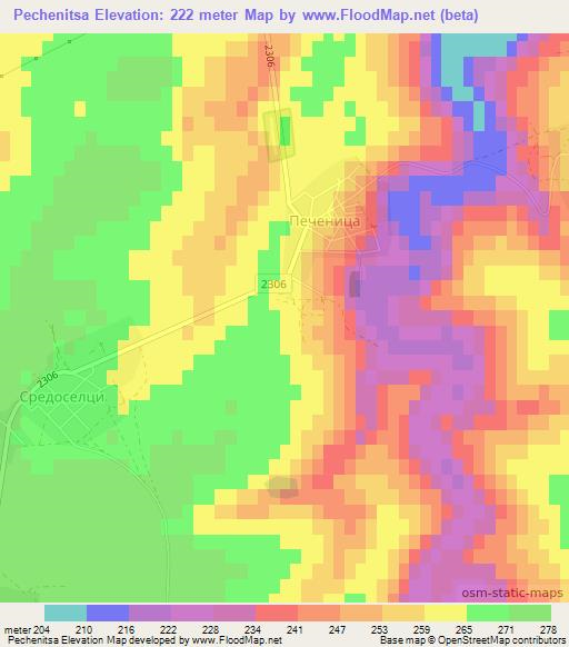 Pechenitsa,Bulgaria Elevation Map