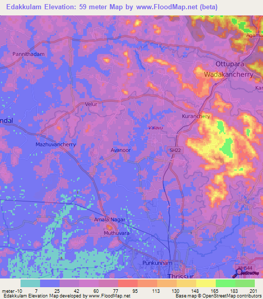 Edakkulam,India Elevation Map