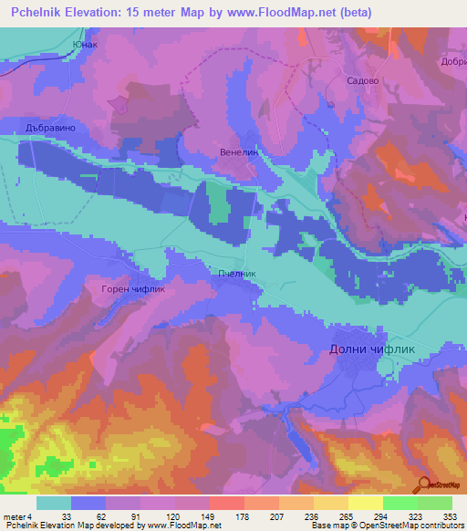 Pchelnik,Bulgaria Elevation Map