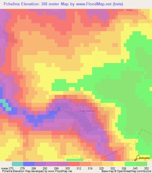 Pchelina,Bulgaria Elevation Map