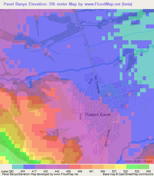 Pavel Banya,Bulgaria Elevation Map