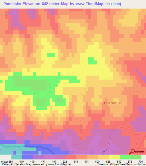 Patreshko,Bulgaria Elevation Map