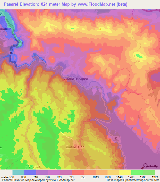 Pasarel,Bulgaria Elevation Map