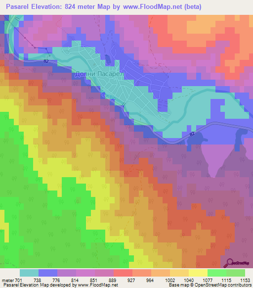 Pasarel,Bulgaria Elevation Map