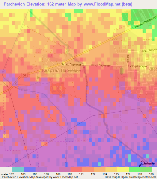 Parchevich,Bulgaria Elevation Map