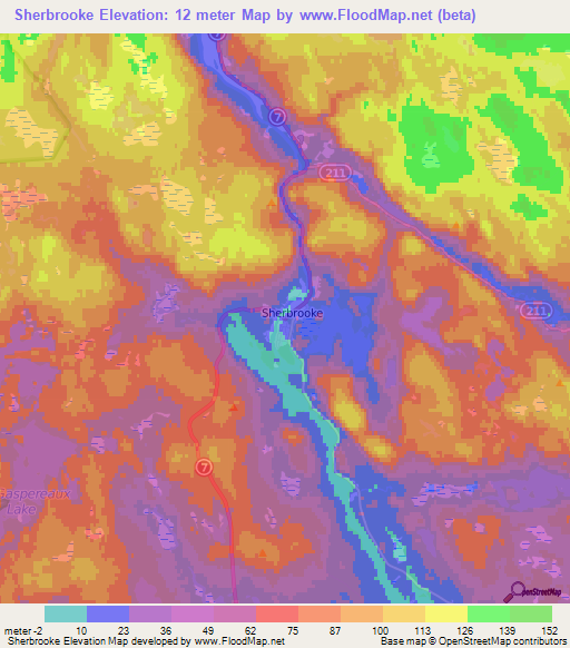 Sherbrooke,Canada Elevation Map