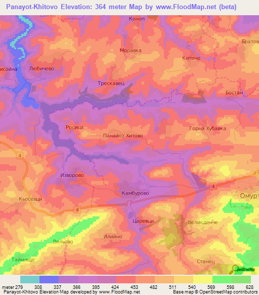 Panayot-Khitovo,Bulgaria Elevation Map