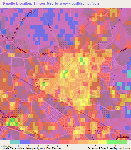 Kapelle,Netherlands Elevation Map