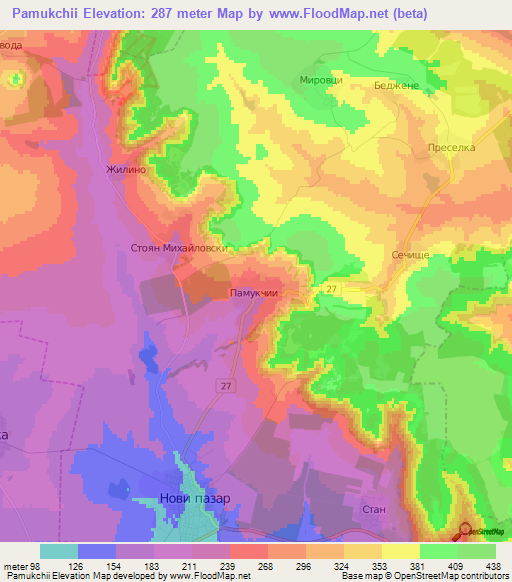 Pamukchii,Bulgaria Elevation Map