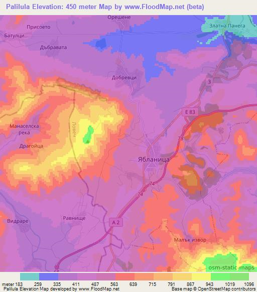 Palilula,Bulgaria Elevation Map