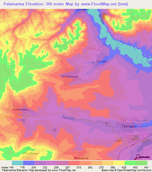 Palamartsa,Bulgaria Elevation Map