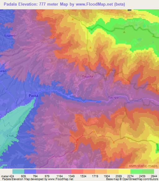 Padala,Bulgaria Elevation Map