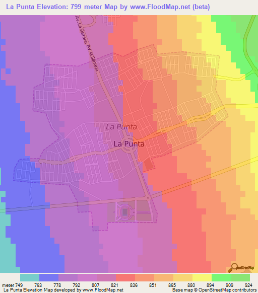La Punta,Argentina Elevation Map