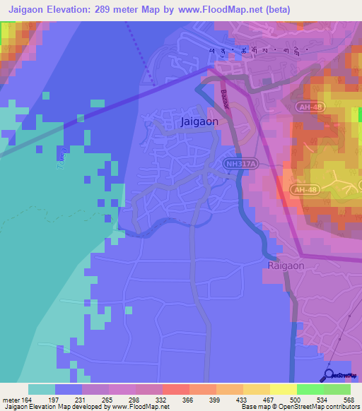 Jaigaon,India Elevation Map