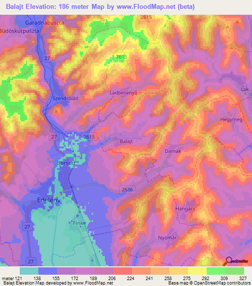 Balajt,Hungary Elevation Map