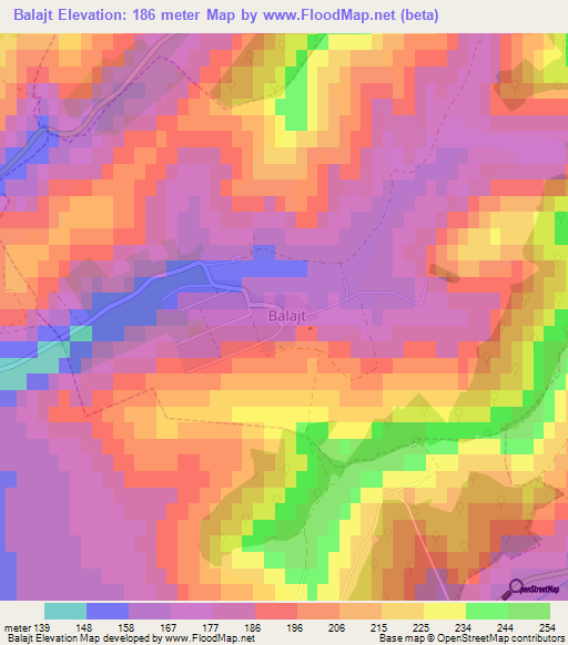 Balajt,Hungary Elevation Map