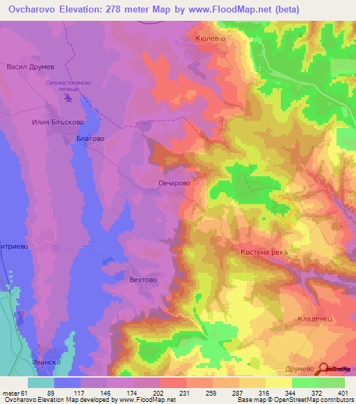 Ovcharovo,Bulgaria Elevation Map