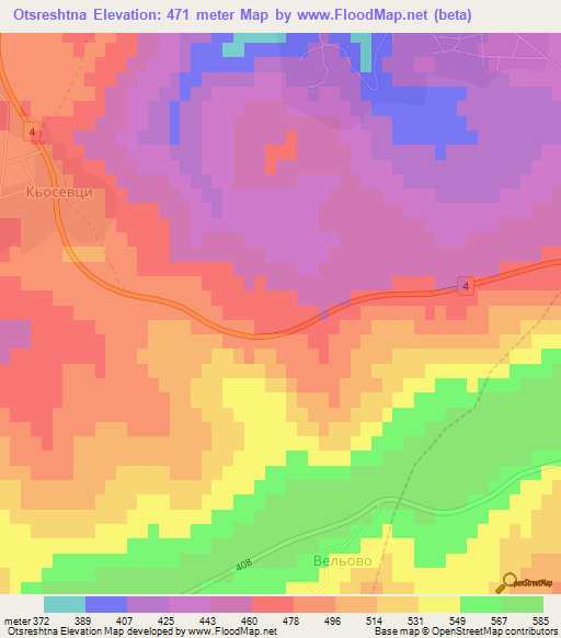 Otsreshtna,Bulgaria Elevation Map