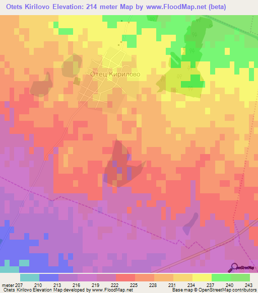 Otets Kirilovo,Bulgaria Elevation Map