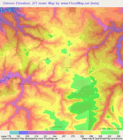 Ostrovo,Bulgaria Elevation Map