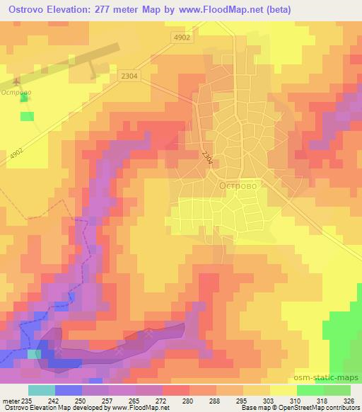 Ostrovo,Bulgaria Elevation Map
