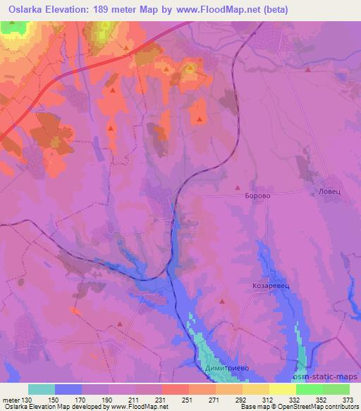 Oslarka,Bulgaria Elevation Map
