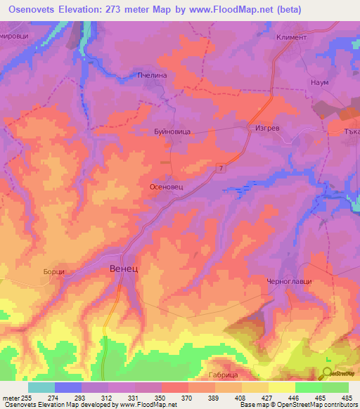 Osenovets,Bulgaria Elevation Map