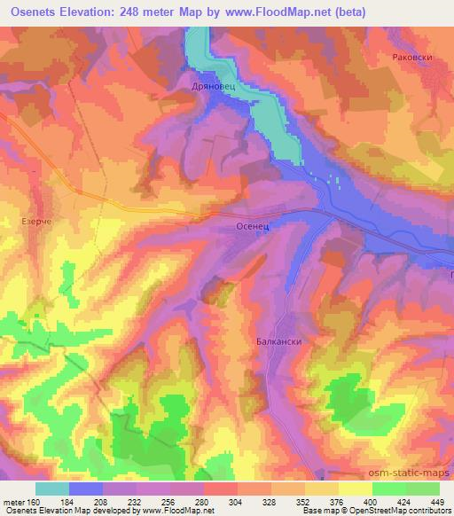 Osenets,Bulgaria Elevation Map