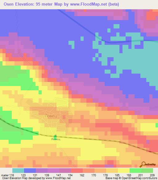 Osen,Bulgaria Elevation Map