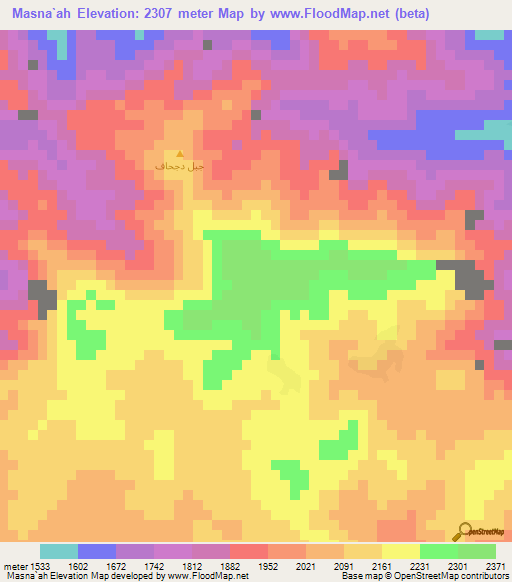 Masna`ah,Yemen Elevation Map