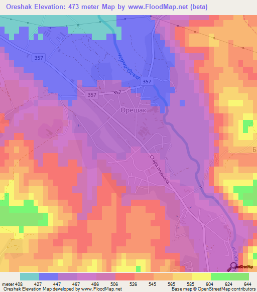 Oreshak,Bulgaria Elevation Map