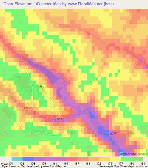 Opan,Bulgaria Elevation Map
