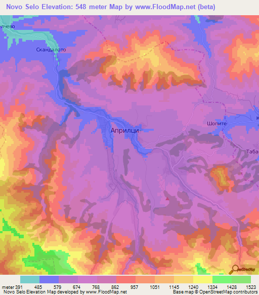 Novo Selo,Bulgaria Elevation Map