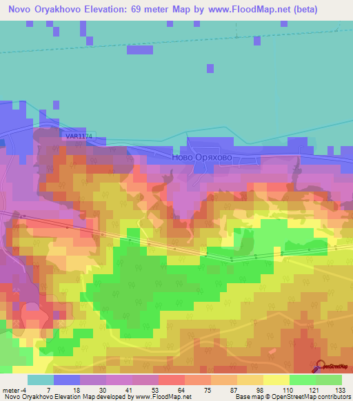 Novo Oryakhovo,Bulgaria Elevation Map