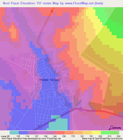 Novi Pazar,Bulgaria Elevation Map
