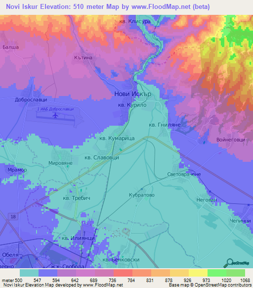 Novi Iskur,Bulgaria Elevation Map