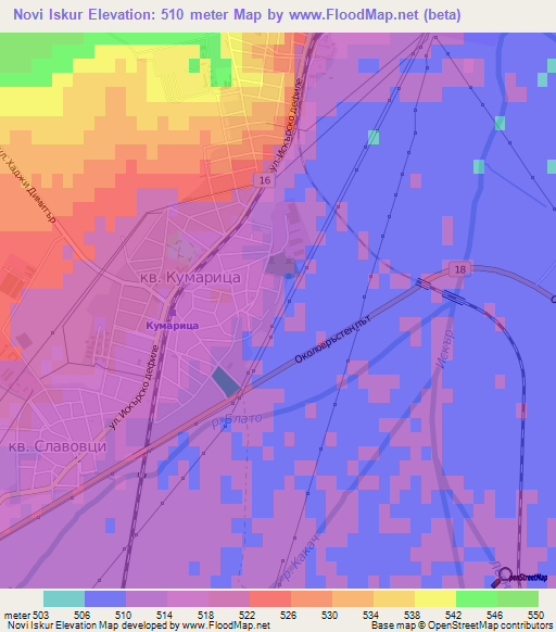 Novi Iskur,Bulgaria Elevation Map