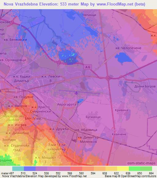 Nova Vrazhdebna,Bulgaria Elevation Map