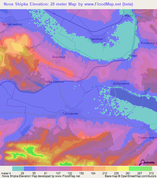 Nova Shipka,Bulgaria Elevation Map
