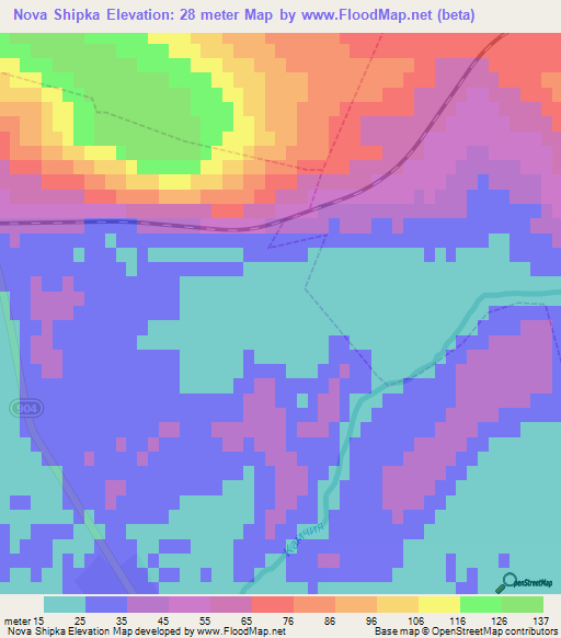 Nova Shipka,Bulgaria Elevation Map