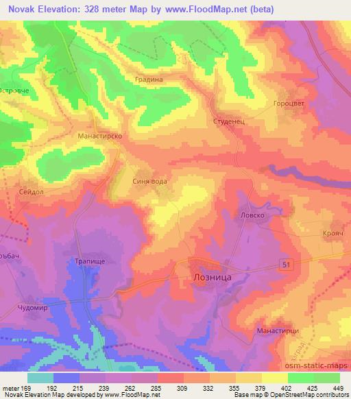 Novak,Bulgaria Elevation Map