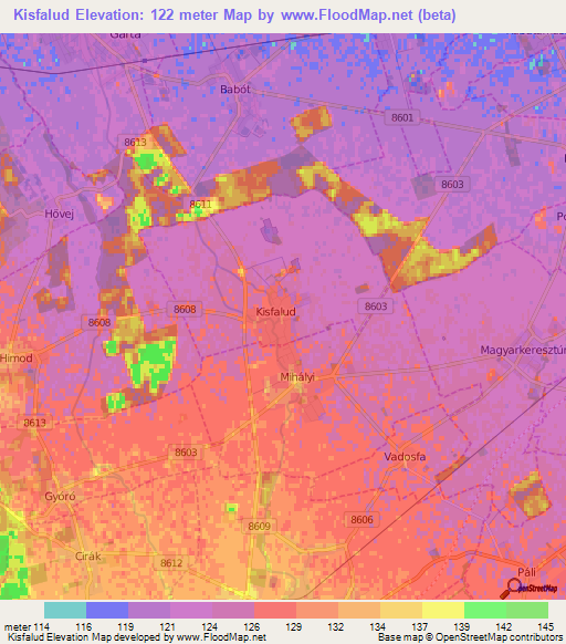 Kisfalud,Hungary Elevation Map