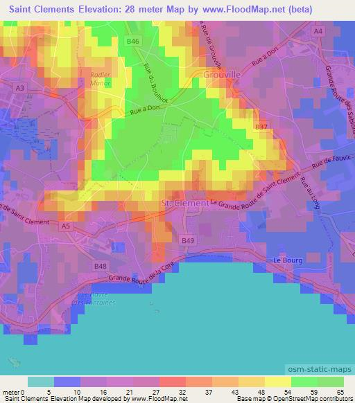 Saint Clements,Jersey Elevation Map