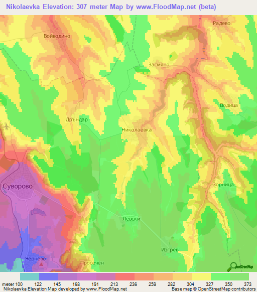 Nikolaevka,Bulgaria Elevation Map