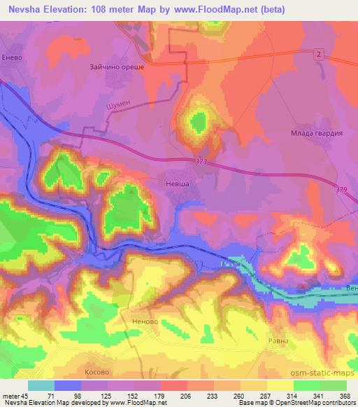 Nevsha,Bulgaria Elevation Map